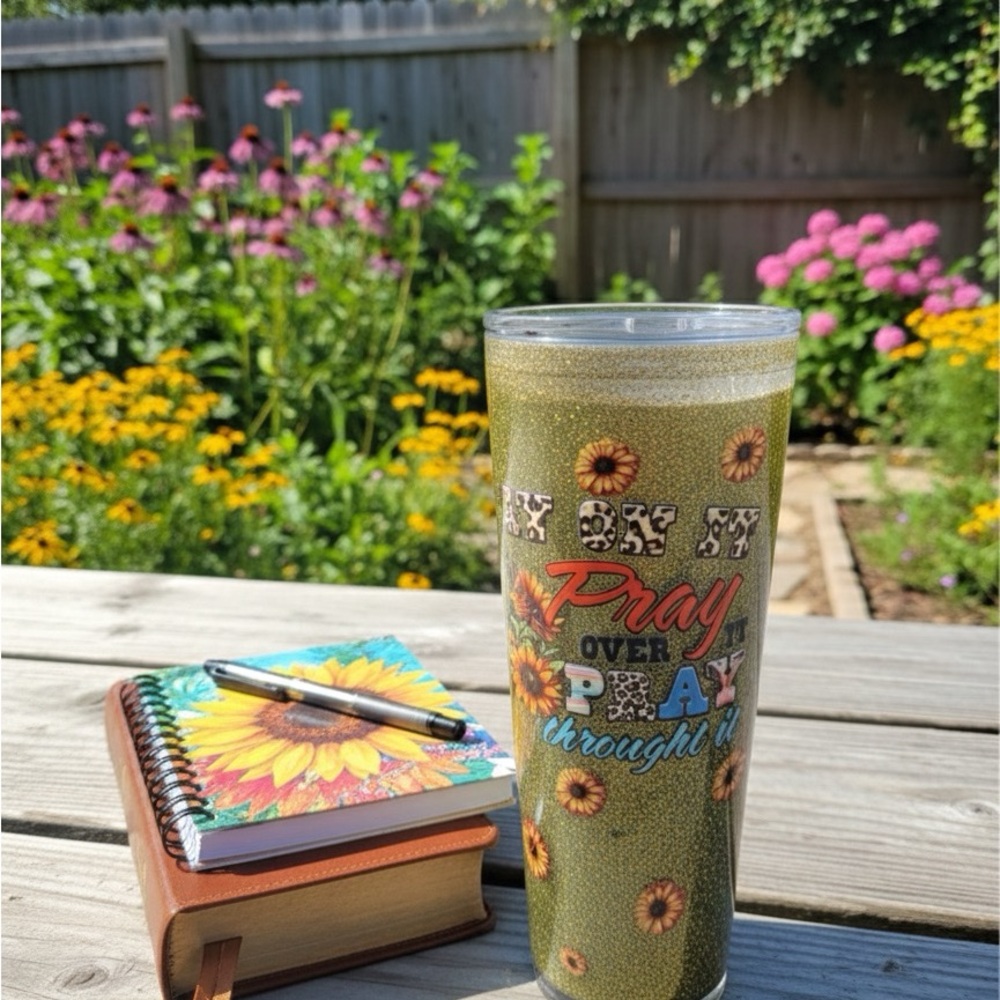 Floral Insulated Tumbler with Inspirational Quote